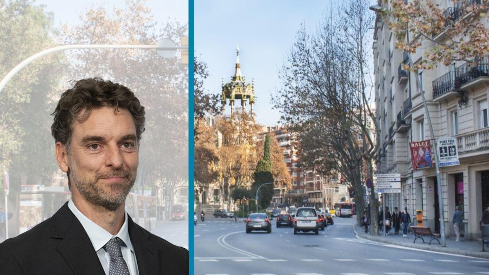 Montaje de Pau Gasol en el barrio de Sant Gervasi de Barcelona