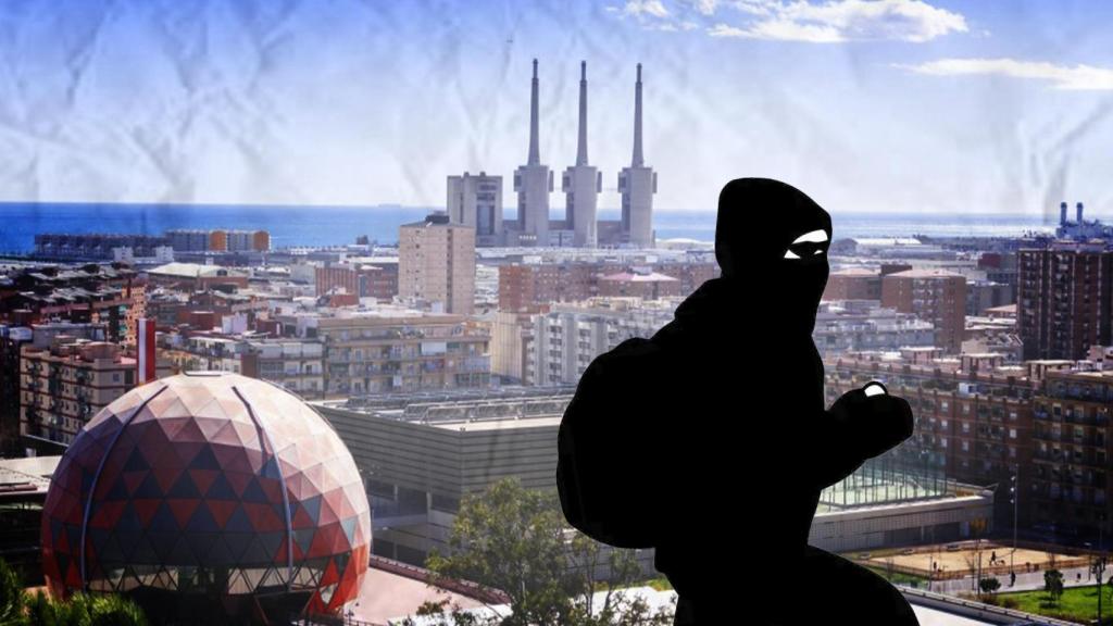 Fotomontaje de un delincuente con Badalona de fondo