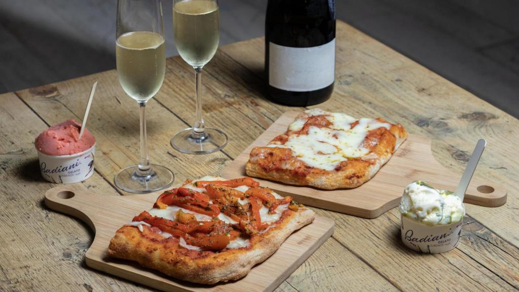 Promoción de pizza y helado ilimitado