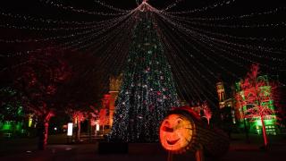 El árbol de Navidad del evento 'Els Llums de Sant Pau' 2025 del recinto modernista del hospital