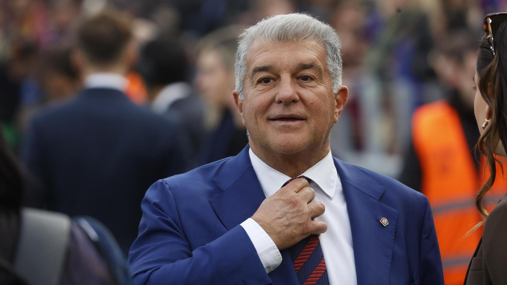 Joan Laporta, en el Camp Nou, durante el Barça-Athletic Club