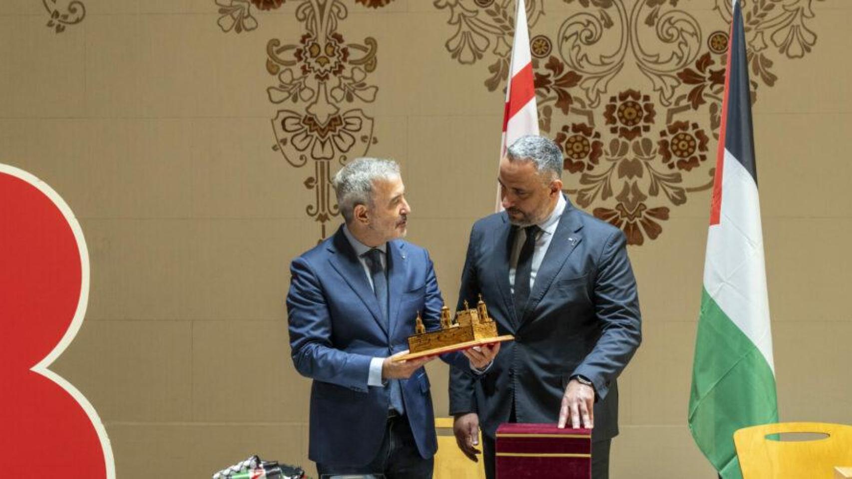 Los alcaldes de Barcelona y de Belén, Jaume Collboni y Maher Canawati