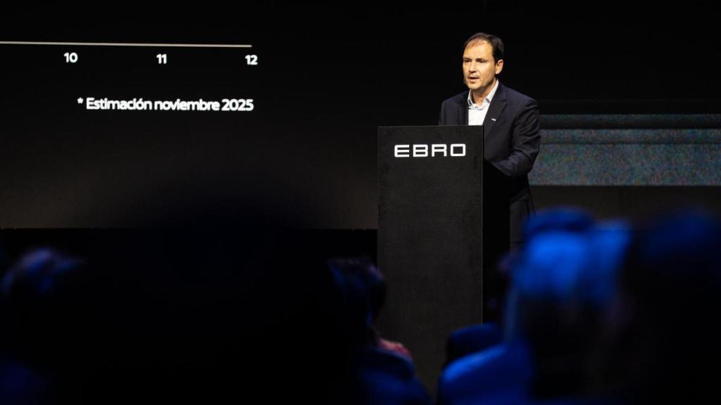 El presidente de Ebro, Rafael Ruiz, durante su intervención en la acto