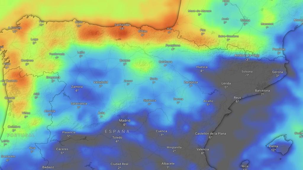 Mapa de precipitaciones acumuladas para los próximos ocho días