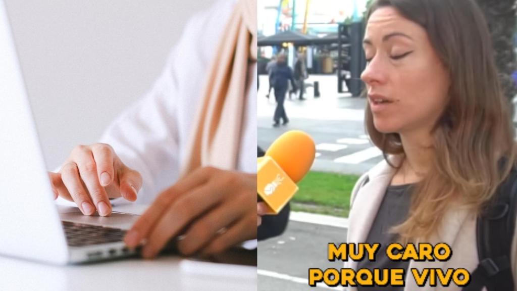 Fotomontaje de una traductora y un instante de la entrevista con Talent Match
