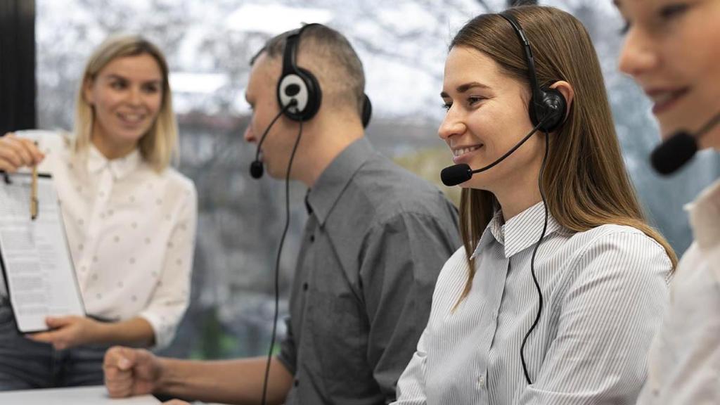Operadores de un centro de llamadas