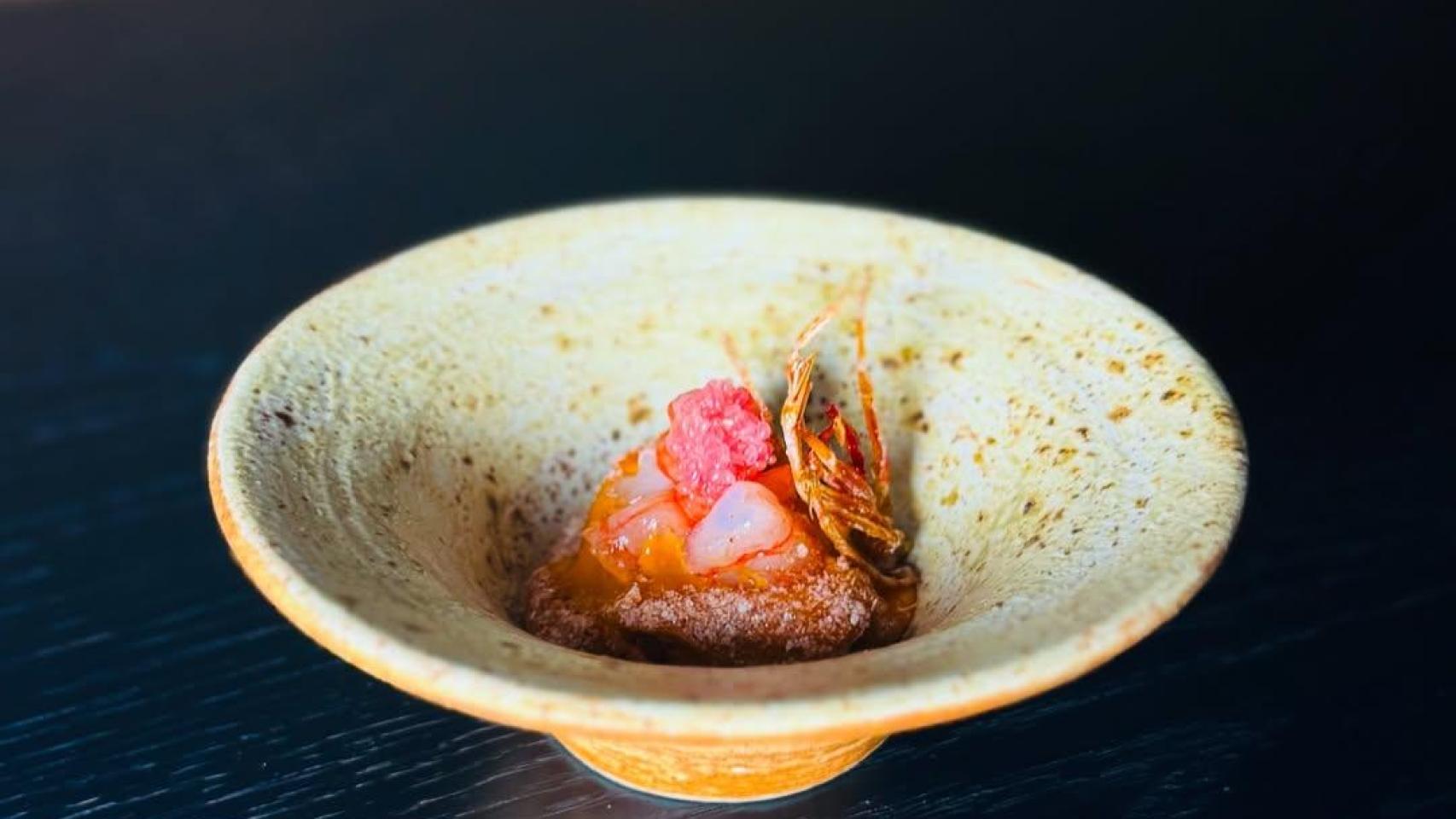 Yaki Tofu de Gamba Roja de Dénia del restaurante Scapar* de Barcelona