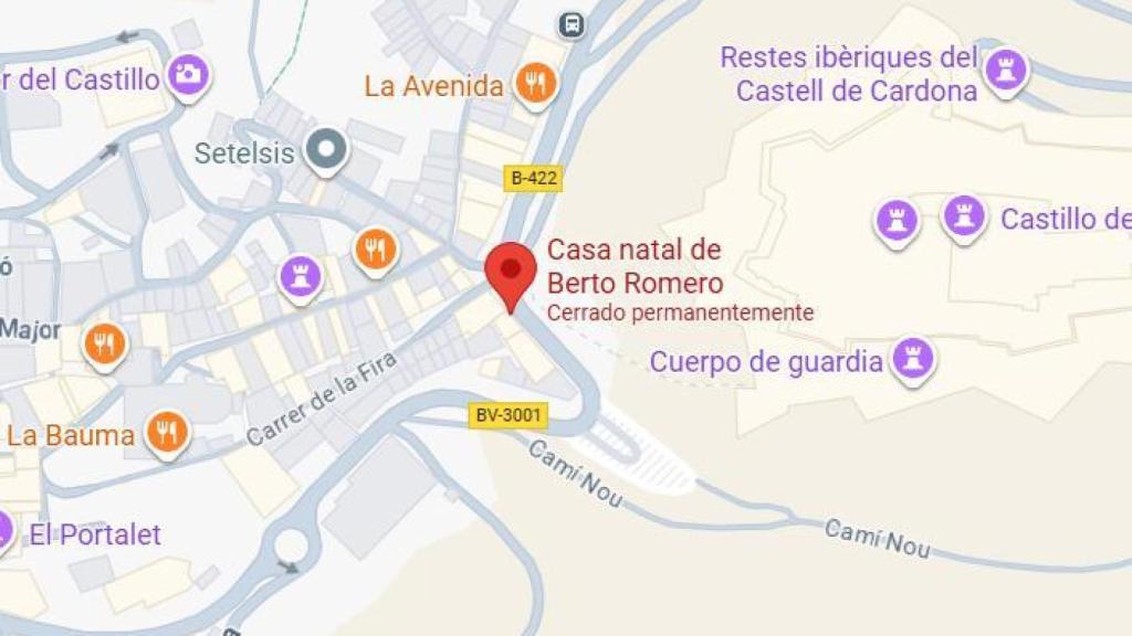 Ubicació de la casa on va viure Berto Romero durant la seva infància