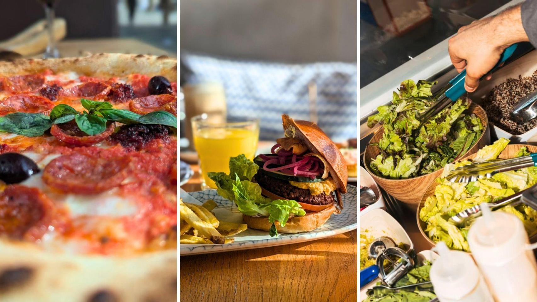 Montaje de diferentes platos del restaurante Oassis Natural Cooking de Barcelona