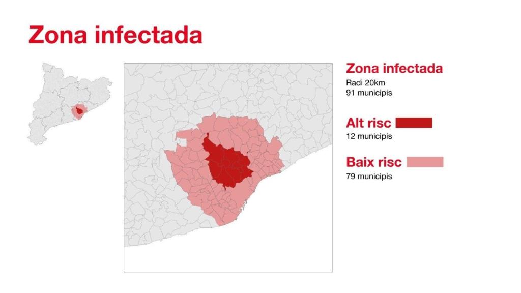 Mapa de la zona infectada