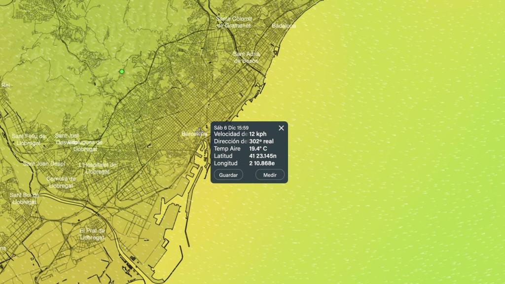 Mapa de temperatura superficial prevista