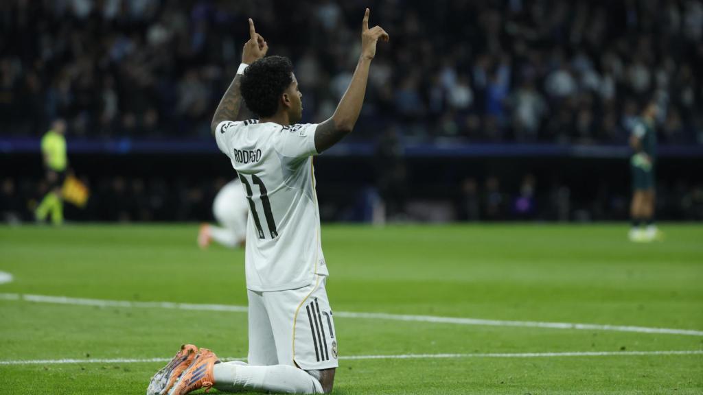 Rodrygo Goes celebra el seu gol al Reial Madrid-Manchester City de la Champions League