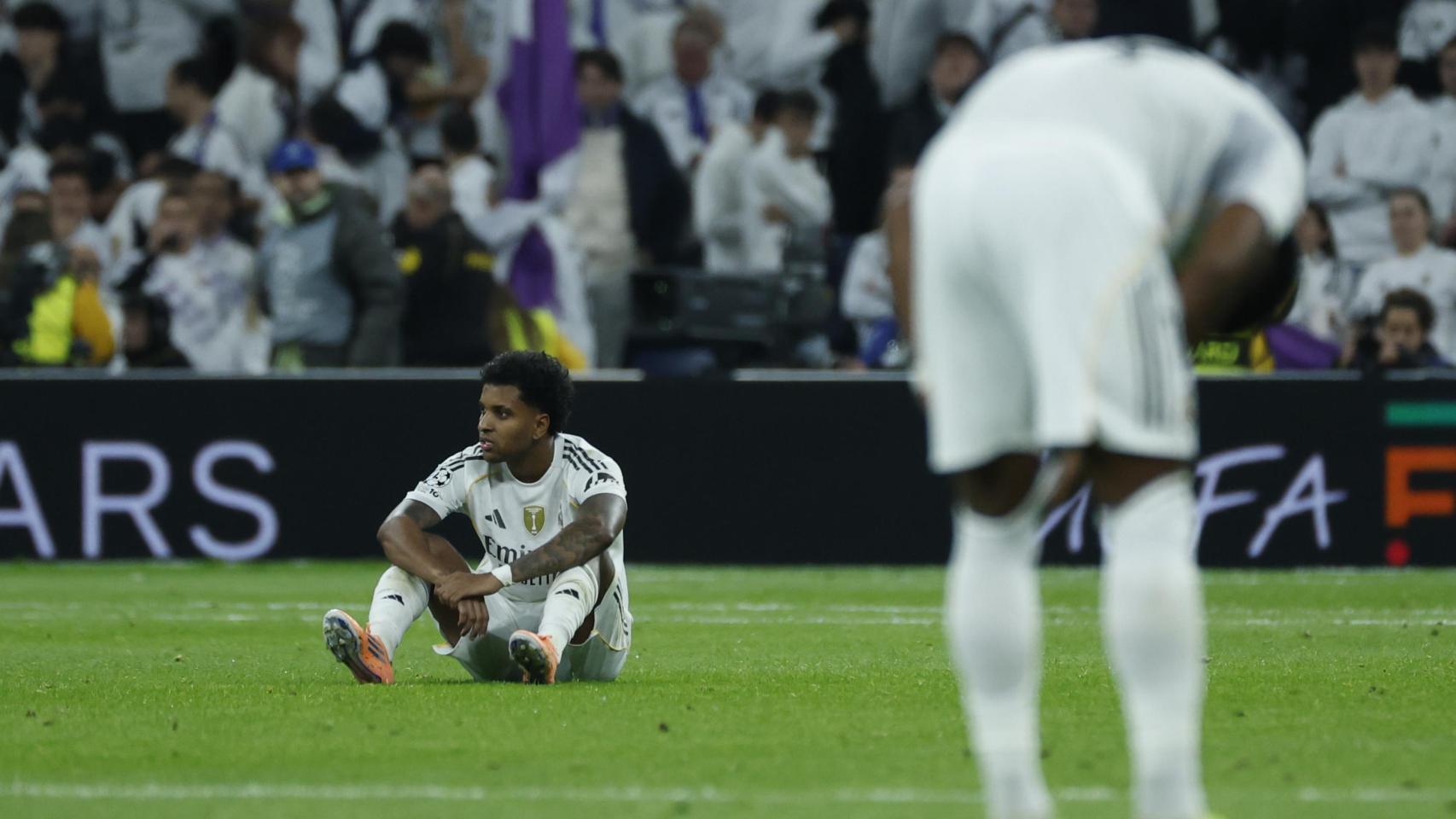 Rodrygo Goes, abatido tras la derrota del Real Madrid contra el Manchester City en la Champions League