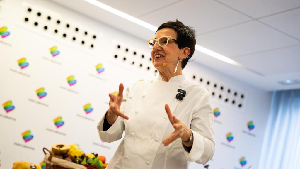 La chef Carme Ruscalleda en la presentación de Mercabarna sobre las previsiones de 2025