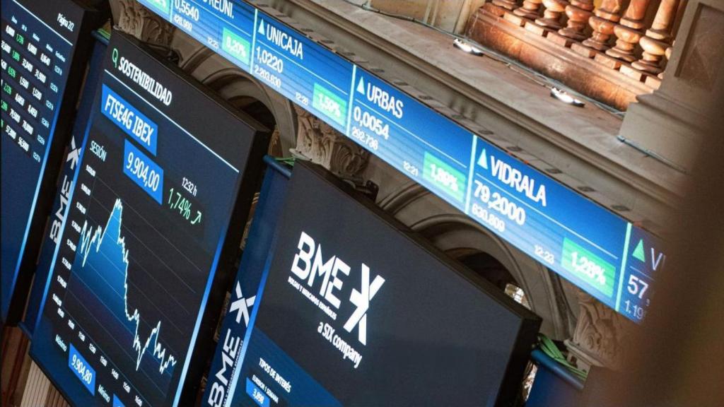 Panell informatiu de cotització de la Borsa de Madrid