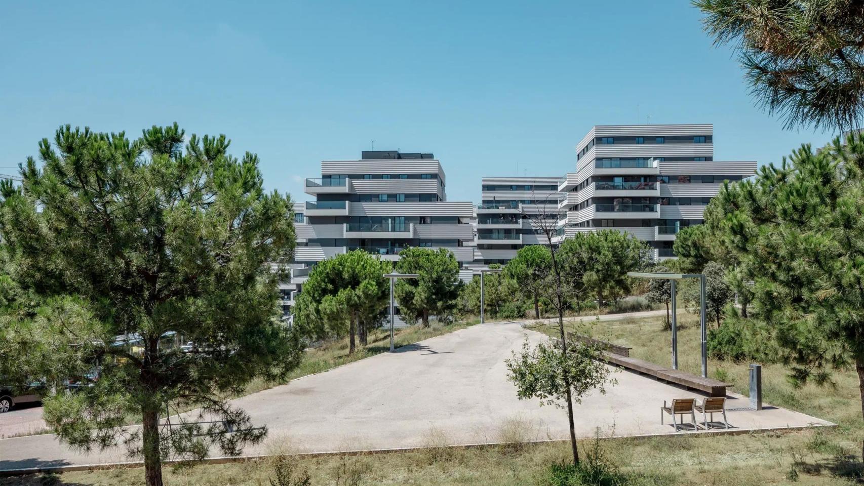 Render de las cinco promociones de obra nueva en Finestrelles, Esplugues