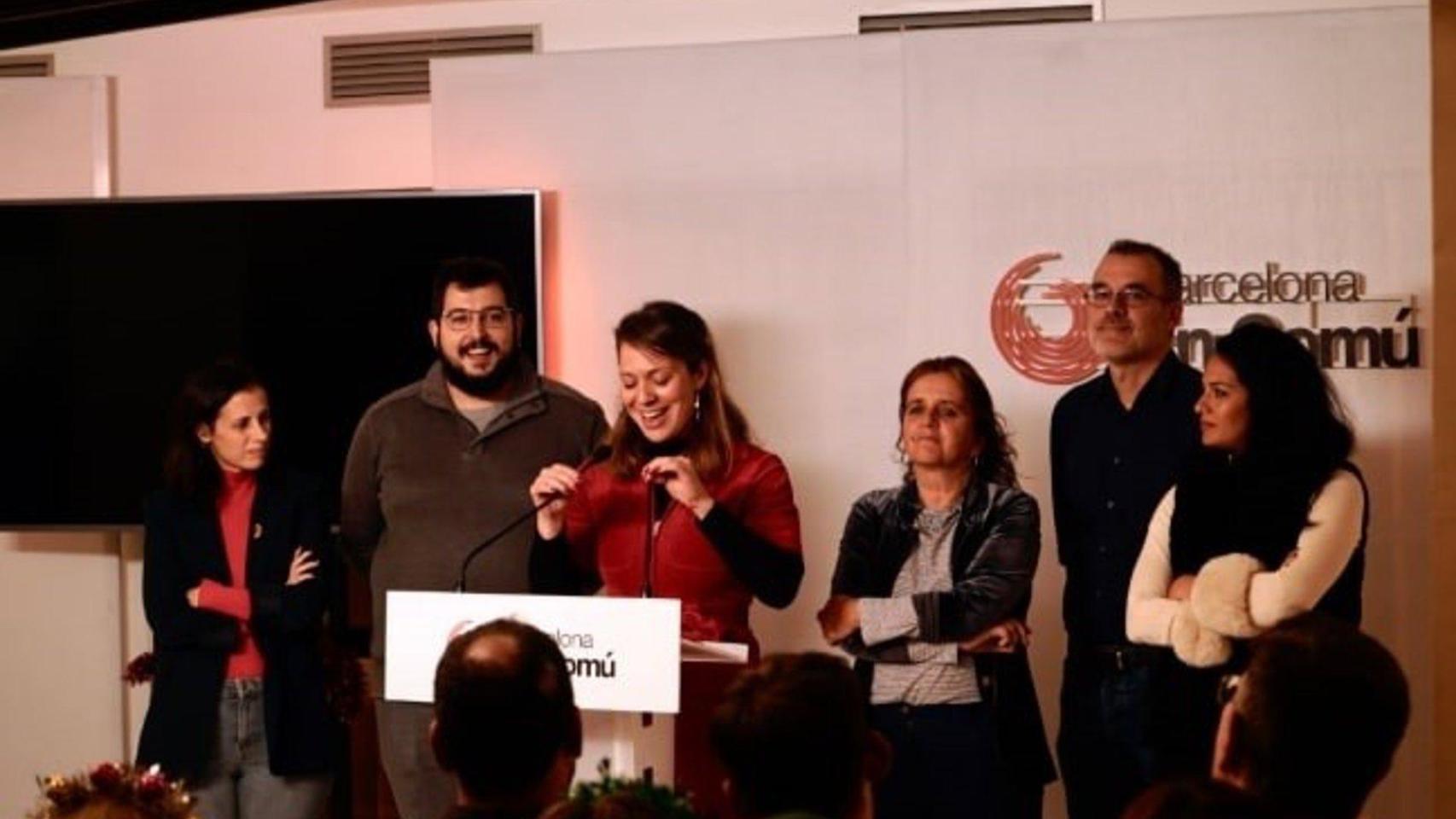 La exlíder de BComú en el Ayuntamiento de Barcelona, Janet Sanz, en su despedida ante el plenario del partido