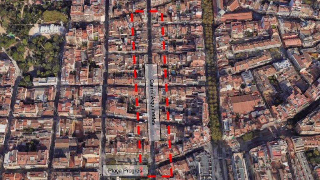 Zona de la actuación en la calle Arquímedes de Terrassa