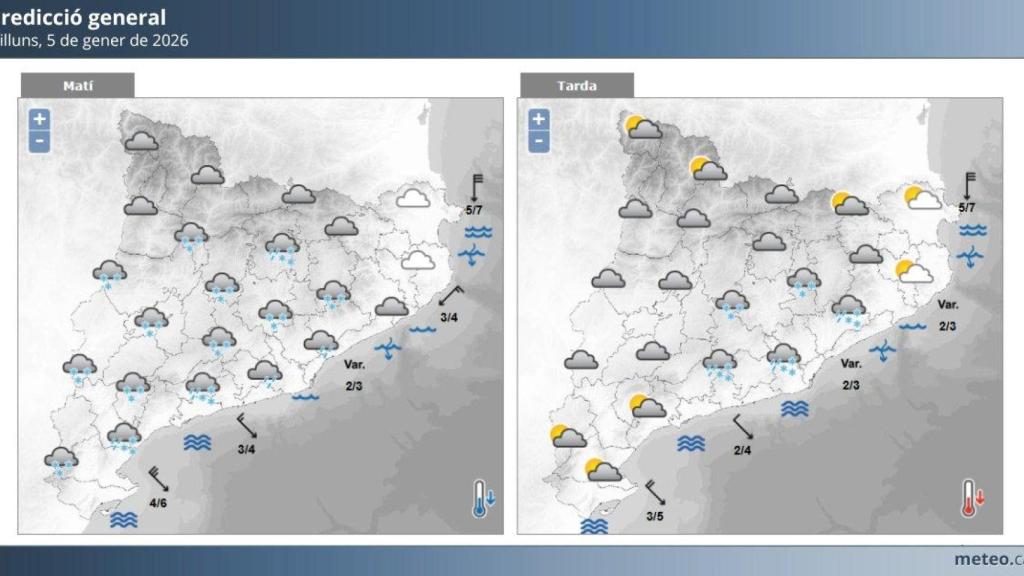 Mapa del tiempo previsto para el lunes, 5.