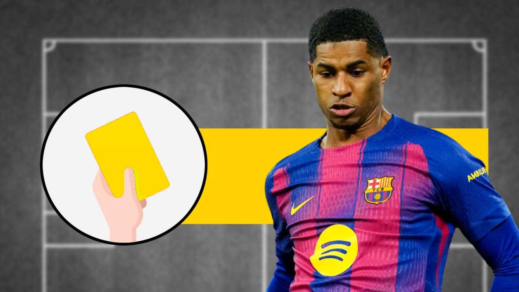La tarjeta amarilla del derbi Espanyol-Barça para Marcus Rashford
