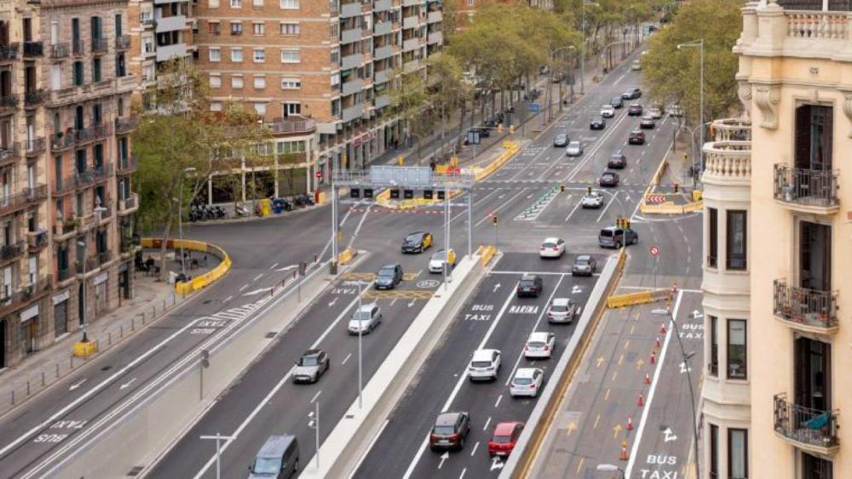 Gran Via de les Corts Catalanes en su acceso a los túneles