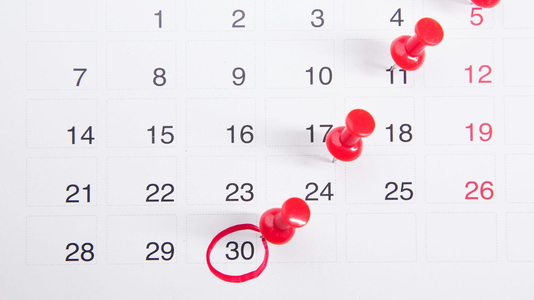 Calendario laboral en una imagen de archivo
