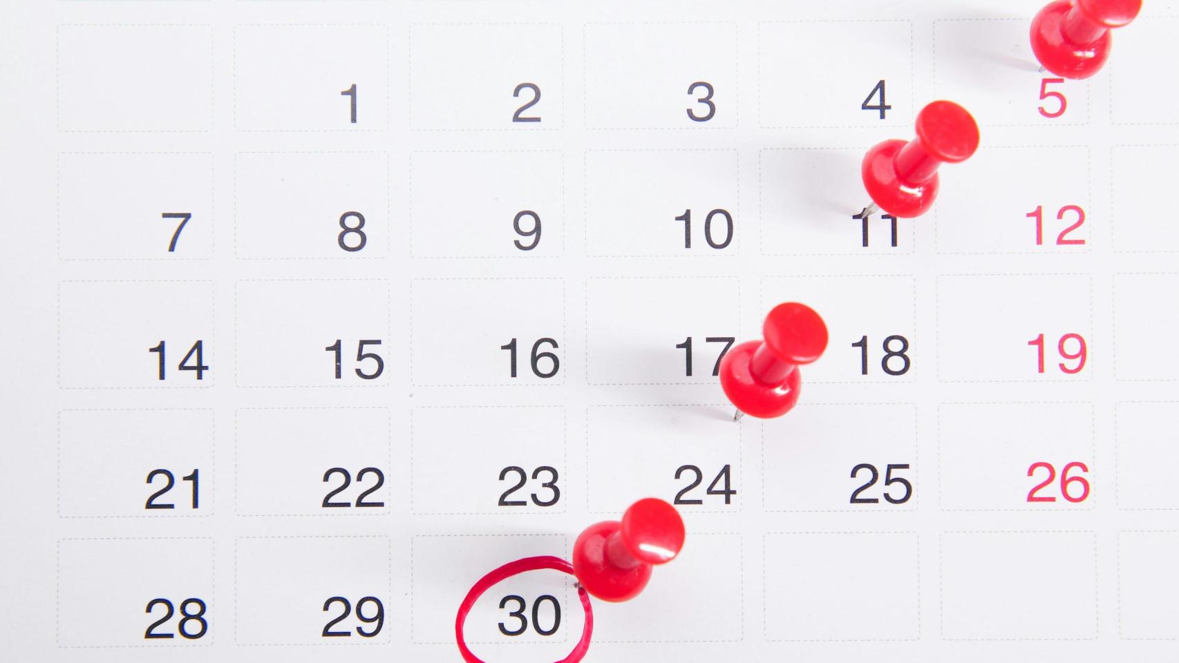 Calendario laboral en una imagen de archivo