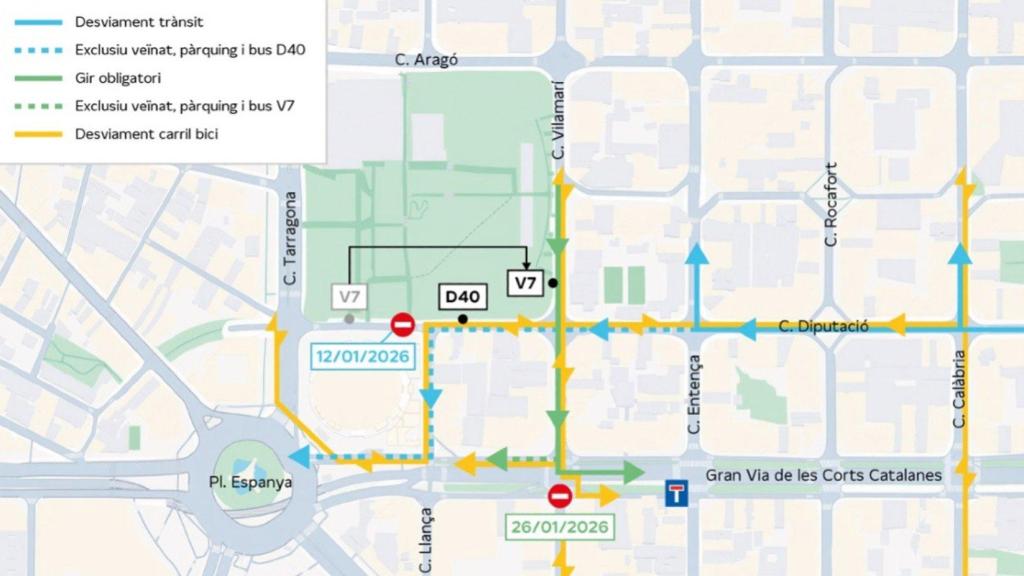 Plànol amb afectacions per les obres de prolongació de la L8 a Barcelona