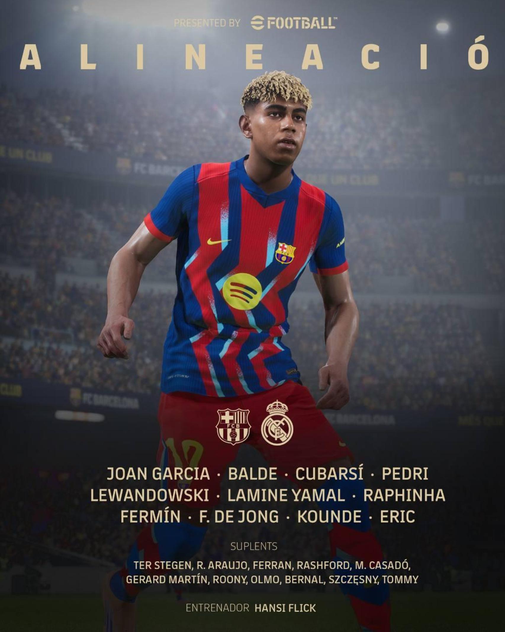 La alineación del Barça para la final de la Supercopa