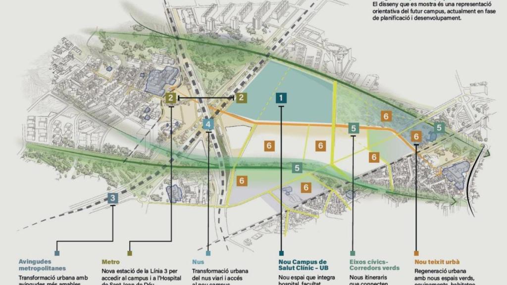 Plano del Campus del Hospital Clínic en Diagonal