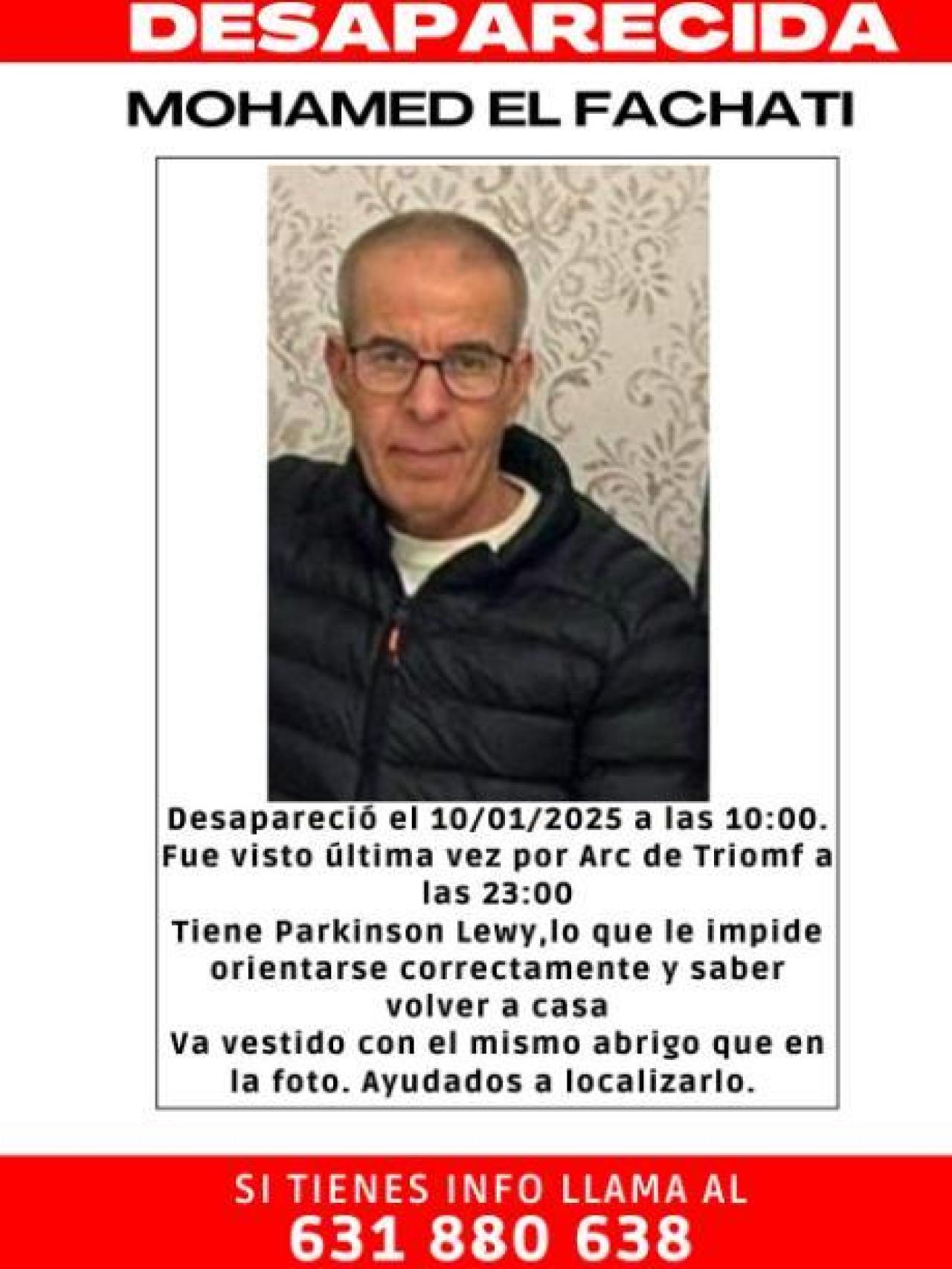 Cartel de búsqueda de Mohamed El Fachati