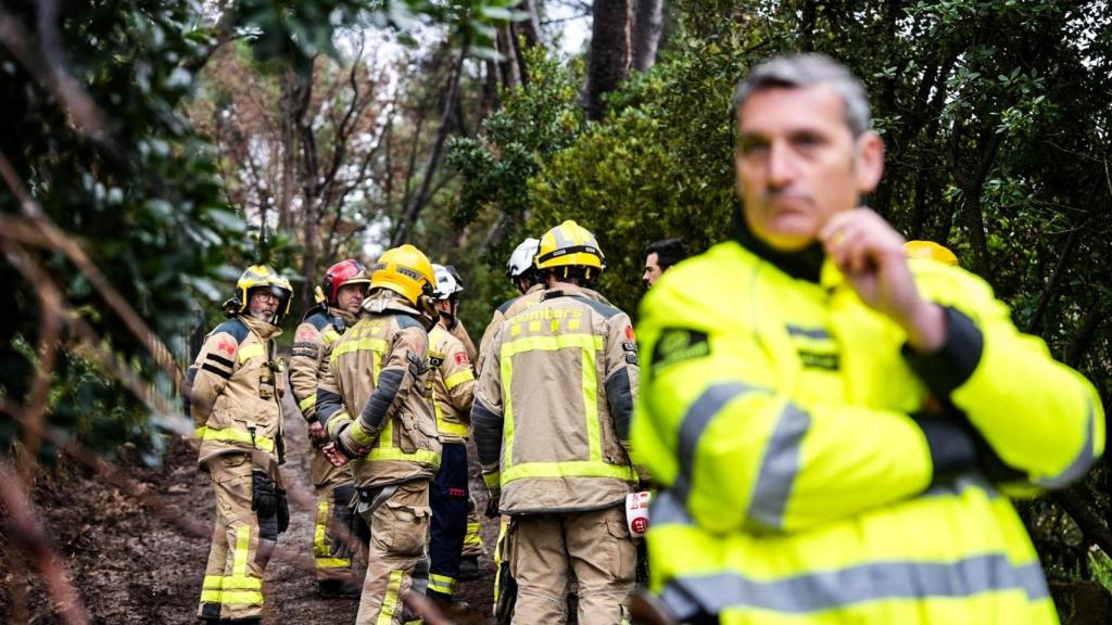 Bomberos en las inmediaciones del la zona cero del accidente ferroviario de Gelida