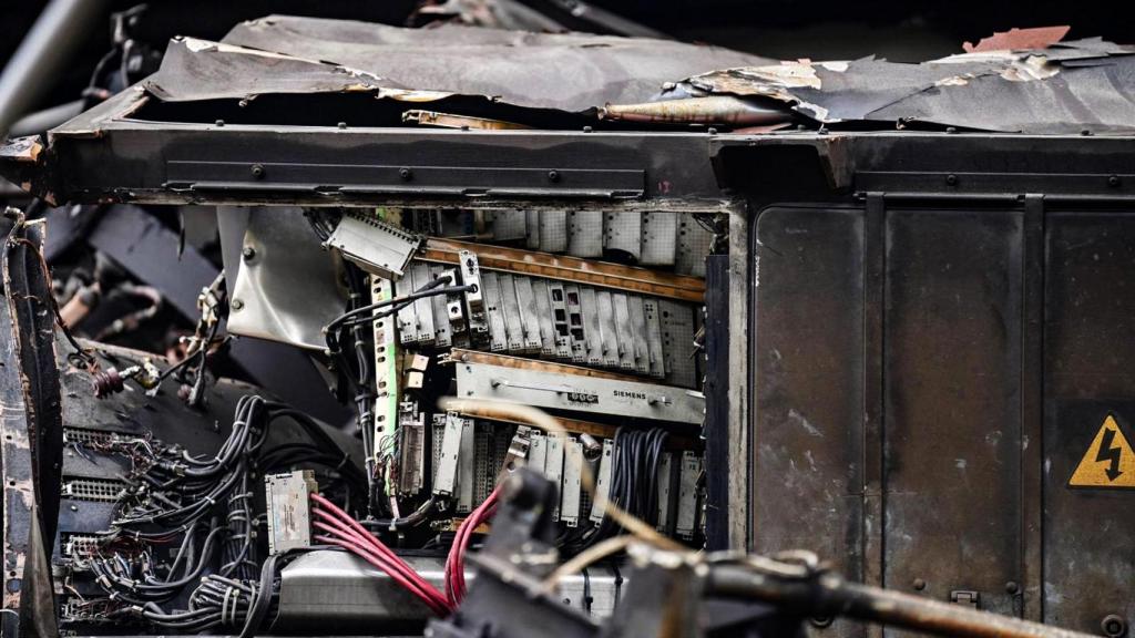 El tren accidentat després del descarrilament a Gelida