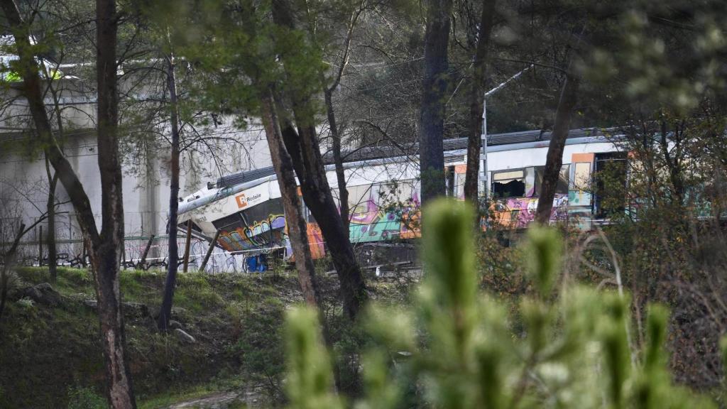 El tren accidentado, a 21 de enero de 2026, en Gelida (Barcelona)