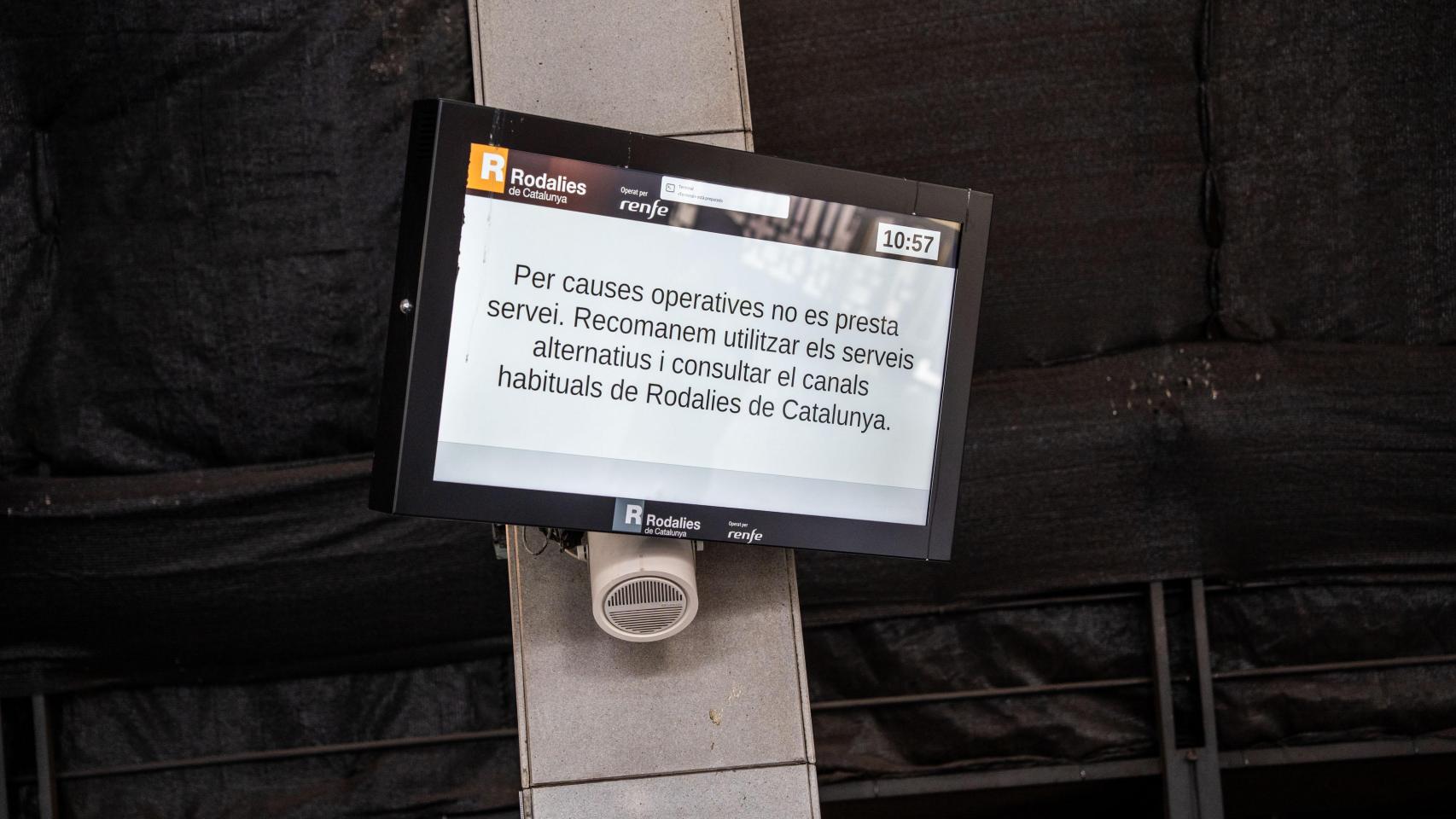Aviso de suspensión del servicio en Rodalies