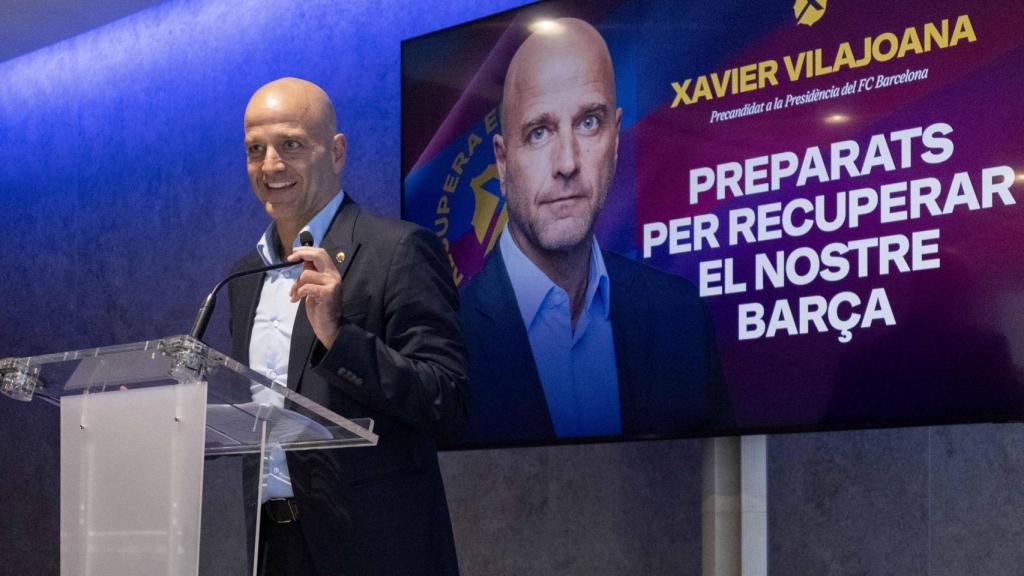 Xavi Vilajoana en la presentación de su precandidatura a las elecciones por la presidencia del Barça