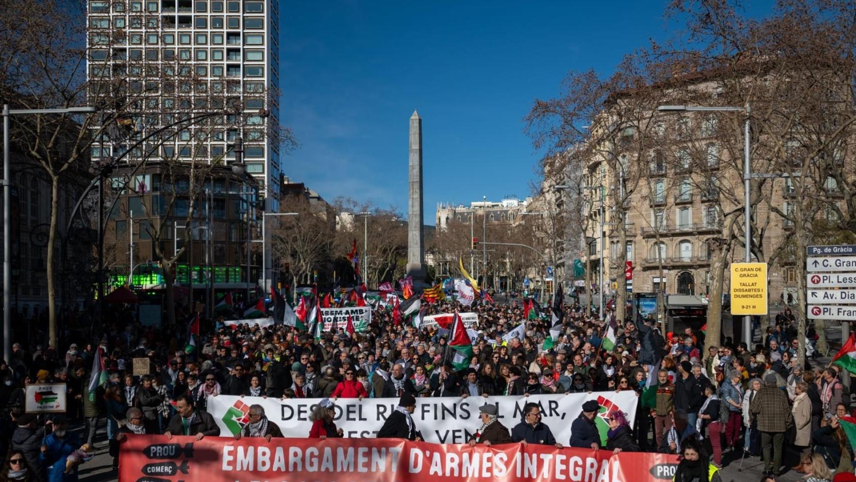 Manifestación en Barcelona por el embargo de armas a Israel