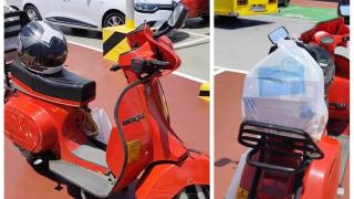 La moto robada en el parking de comisaría de Guardia Urbana Badalona