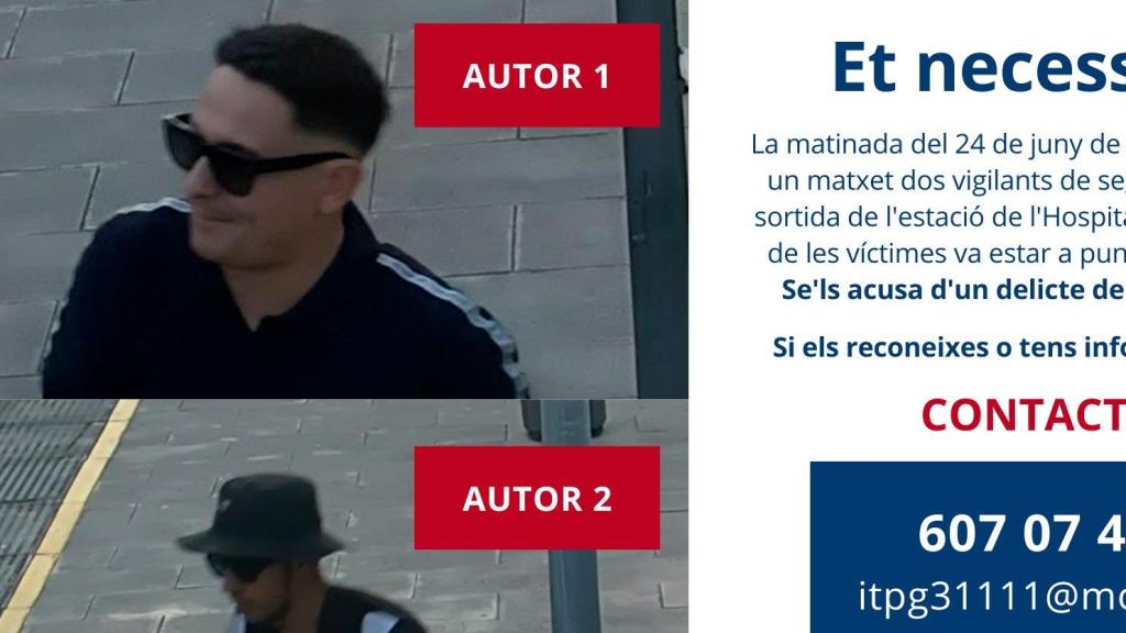 Alerta de los Mossos d'Esquadra buscando a los dos agresores