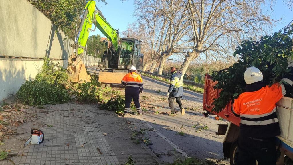 Las brigadas de mantenimiento de Sant Boi, movilizadas durante la borrasca Nils