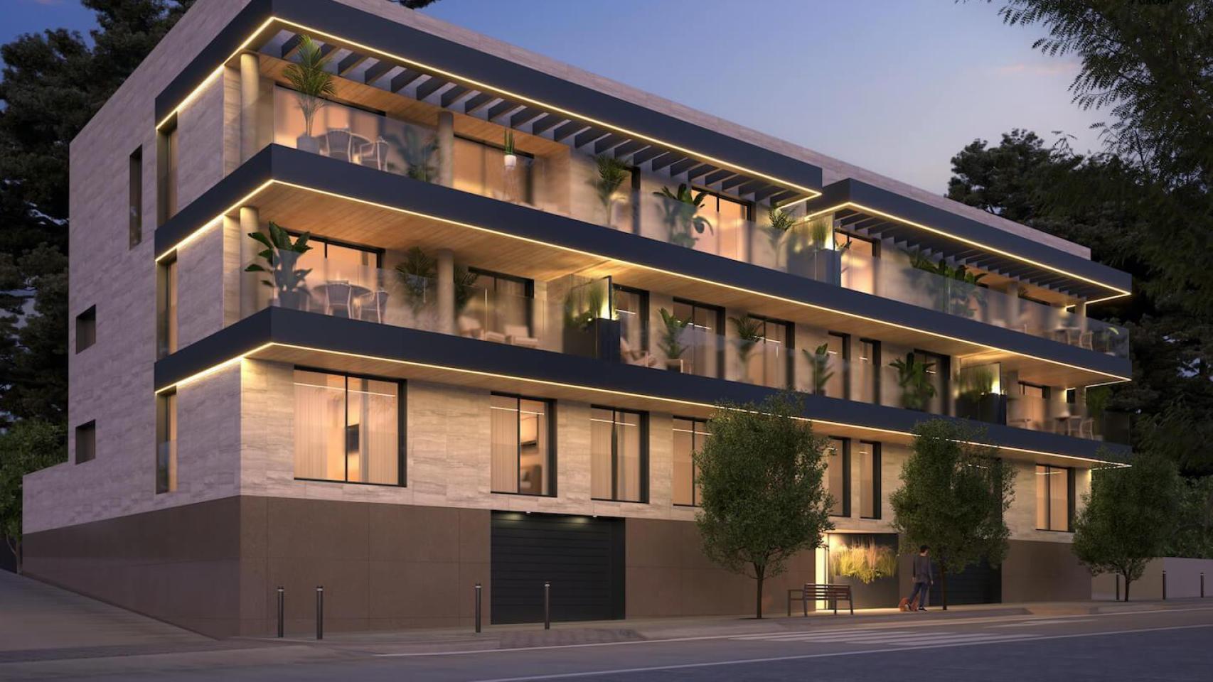 Render de una promoción de obra nueva del barrio de Finestrelles, en Esplugues