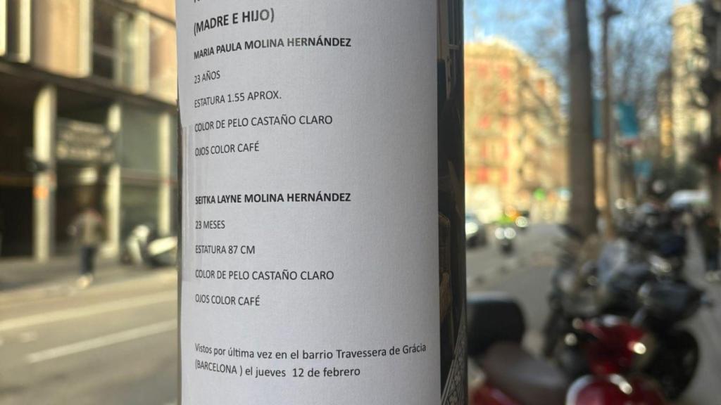 Cartel en la calle que busca a los desaparecidos en Barcelona