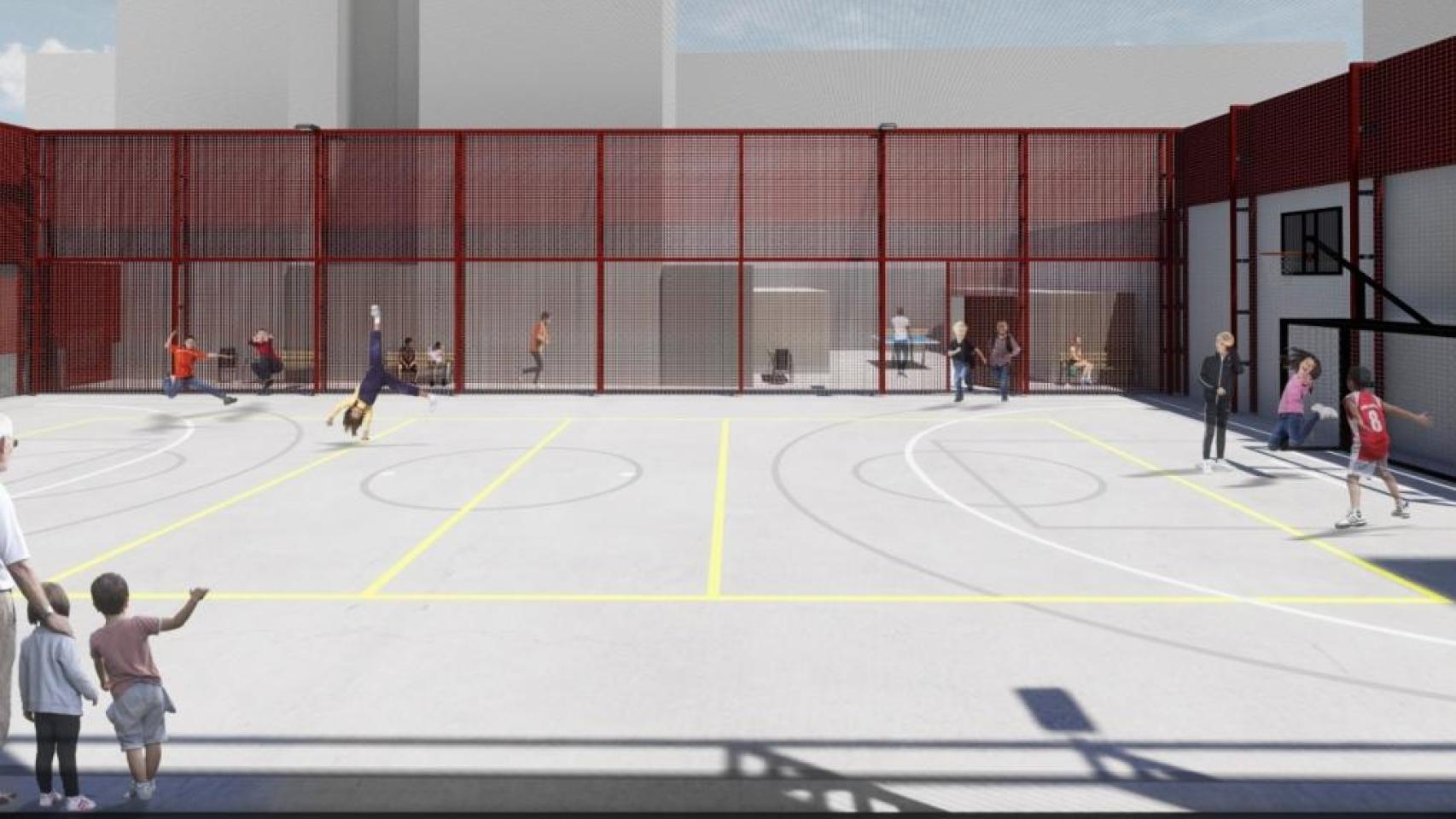 Render de la futura pista polideportiva de 'La Bartola' en el Raval