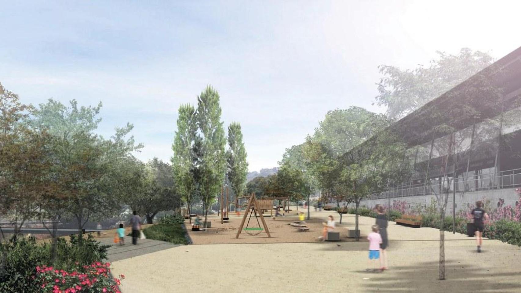 Render de la transformación del barrio de Pomar de Badalona