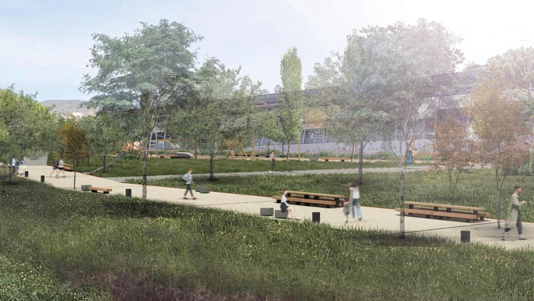 Render de la transformación del barrio de Pomar de Badalona