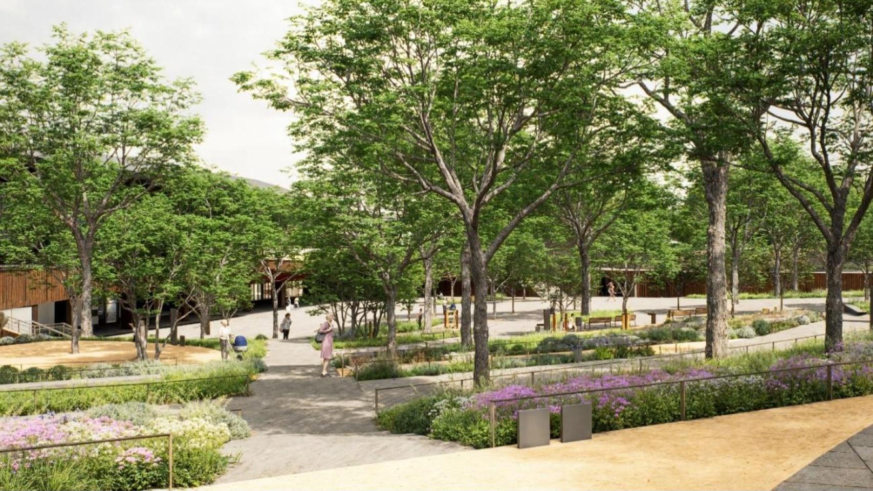 Render del nuevo 'pulmón verde' de Sant Martí