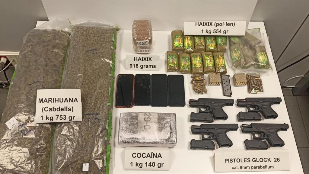 Material incautado en la operación por los Mossos d'Esquadra