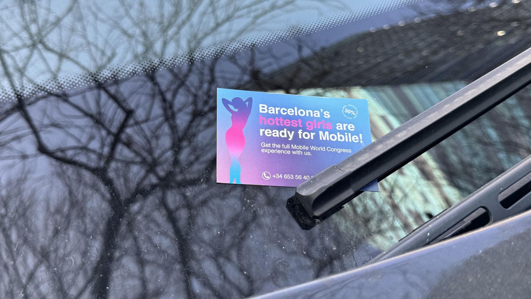 Flayers de la contra campaña de prostitución en el MWC