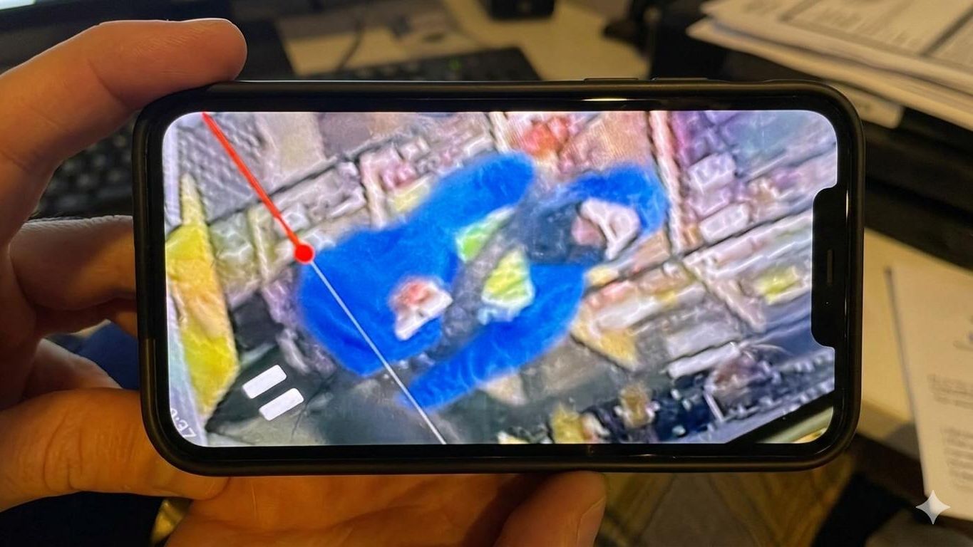 El encapuchado que ha asaltado dos comercios en Barcelona a punta de pistola en un fotomontaje generado por IA