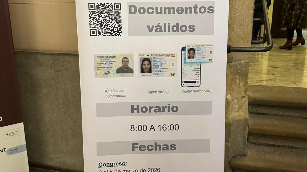 Cartel con la información para la votación al congreso de Colombia en Barcelona